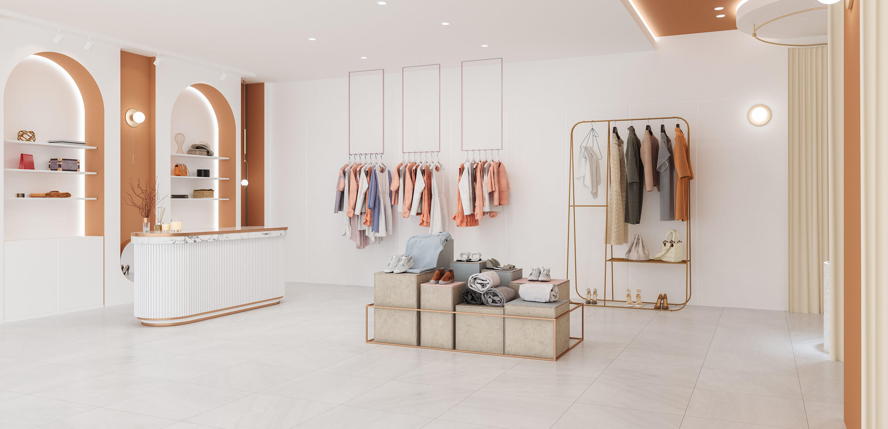 a minimalist retail shop floor