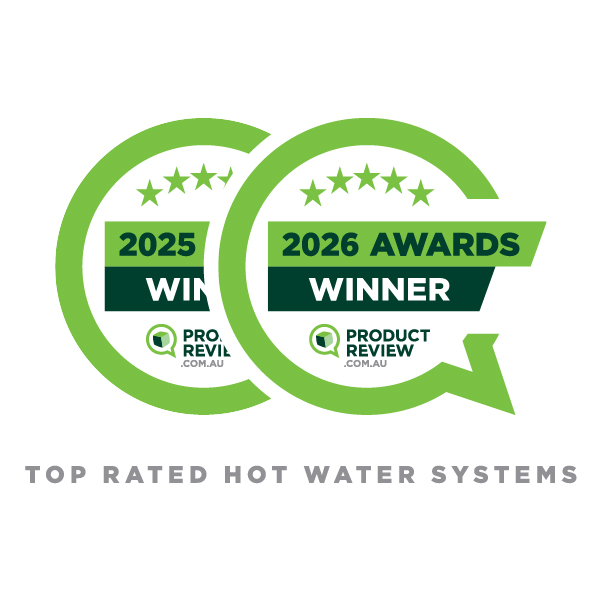 Winner, Top rated hot water systems product review award, 2025 and 2026
