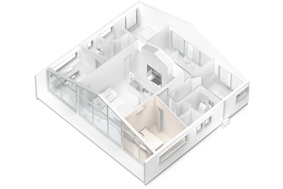 diagram showing air-conditioning inside a single bedroom